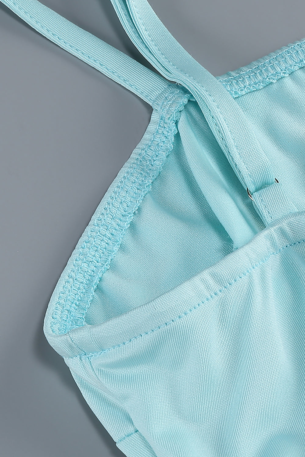 Strappy See-Through Gown in Aqua Blue