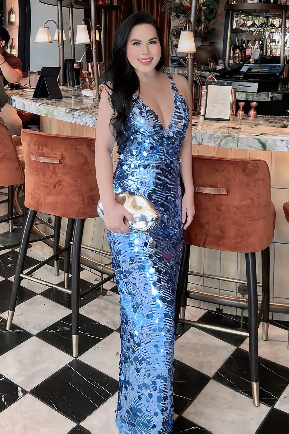 Strappy Sequin Maxi Dress