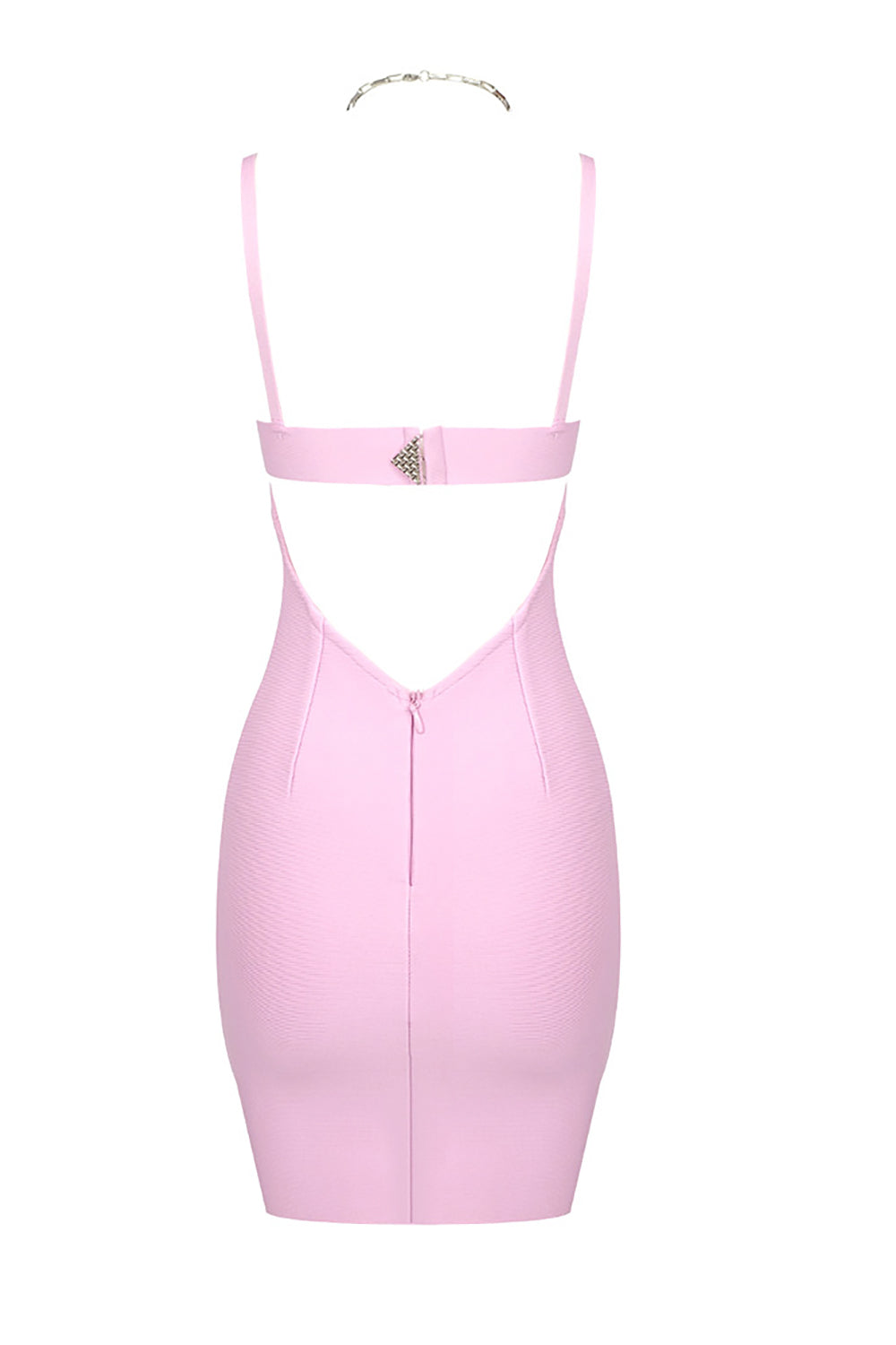 Minivestido ajustado sin mangas con tiras en rosa