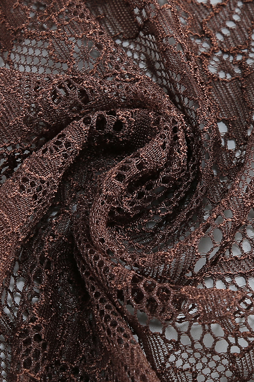 Strappy Tie Drape Lace Maxi Dress in Brown