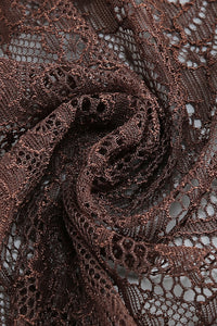 Strappy Tie Drape Lace Maxi Dress in Brown