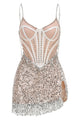 Bustier Sequin Crystal Mini Dress