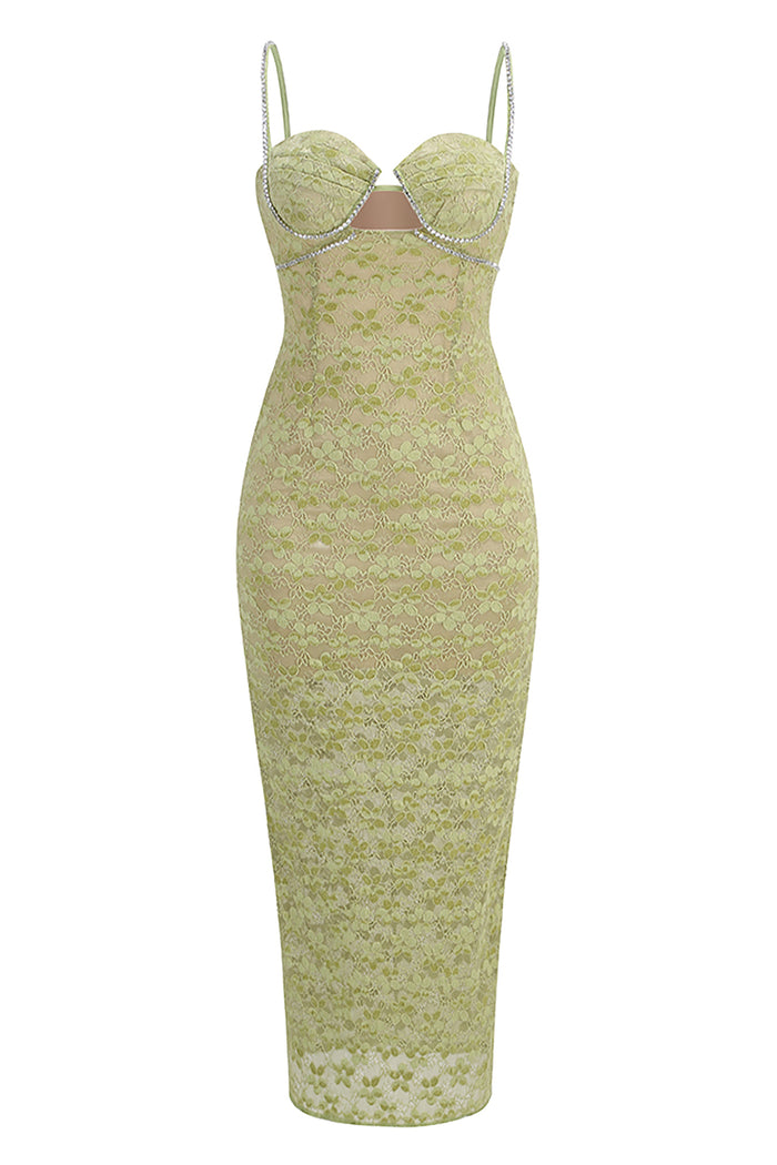Strappy Crystal Slip Lace Midi Dress CHICIDA Strappy Crystal Slip Lace Midi Dress CHICIDA