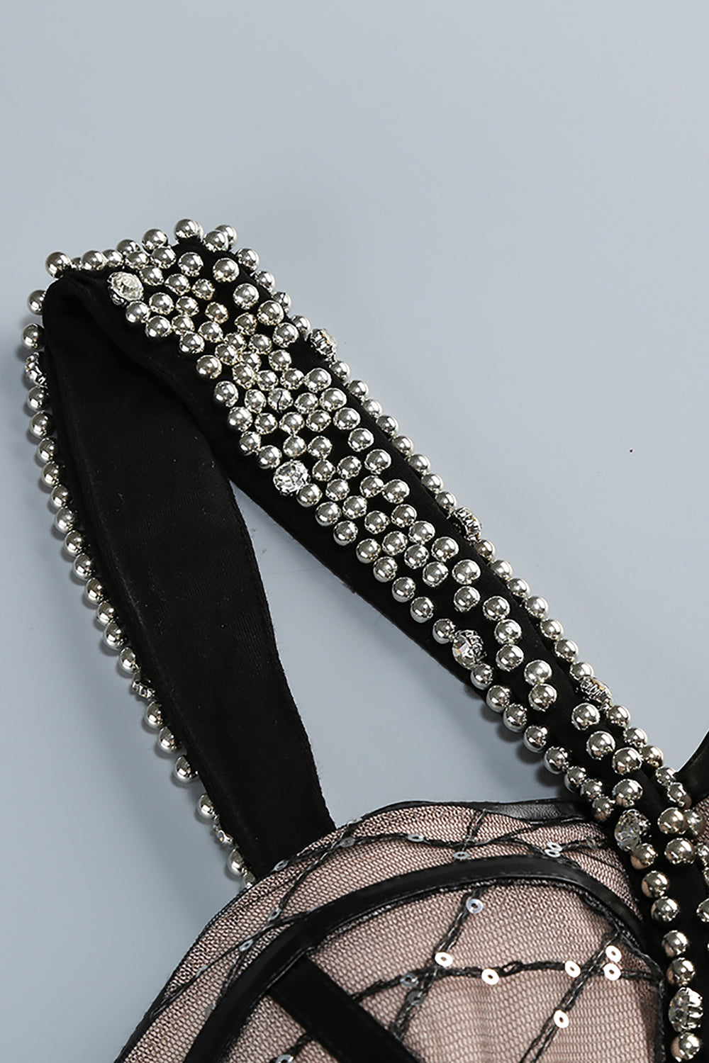 Strappy Crystal Beaded Detail Ruffle Dress