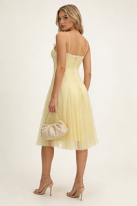 Strappy Petal Layerd Tulle A-line Dress