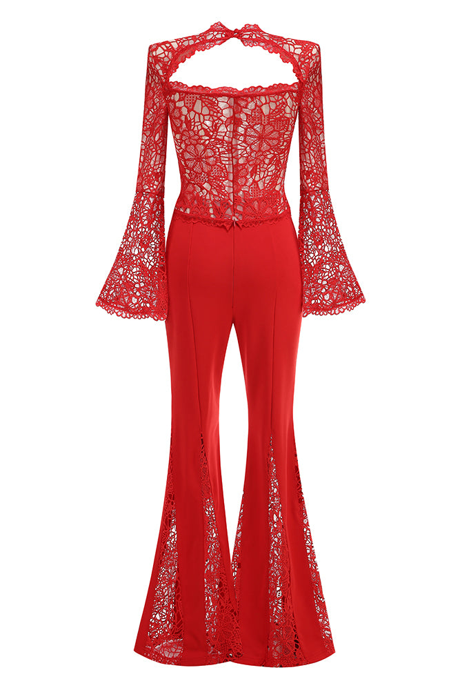 Sweetheart Lace Flare Jumpsuit