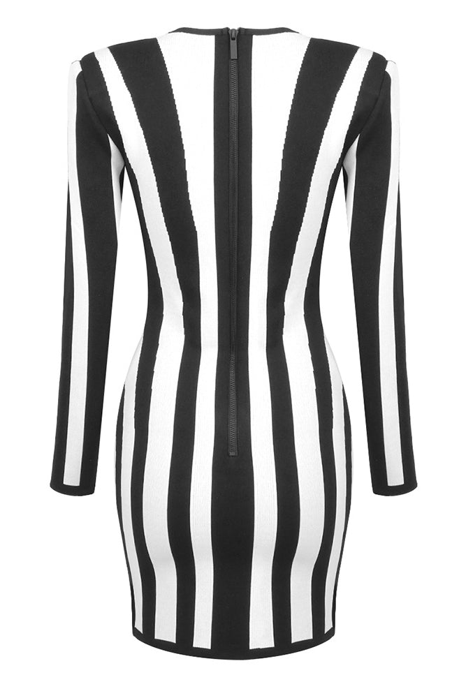 Sweetheart Striped Bandage Mini Dress