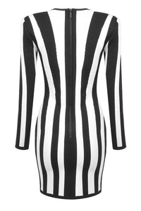 Sweetheart Striped Bandage Mini Dress