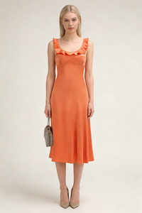 Sweetheart Ruffle Neck Slip Dress