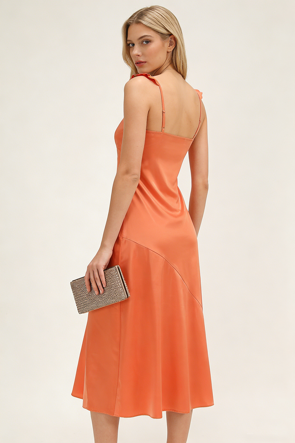 Sweetheart Ruffle Neck Slip Dress