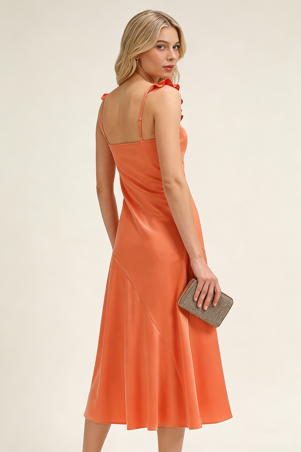 Sweetheart Ruffle Neck Slip Dress