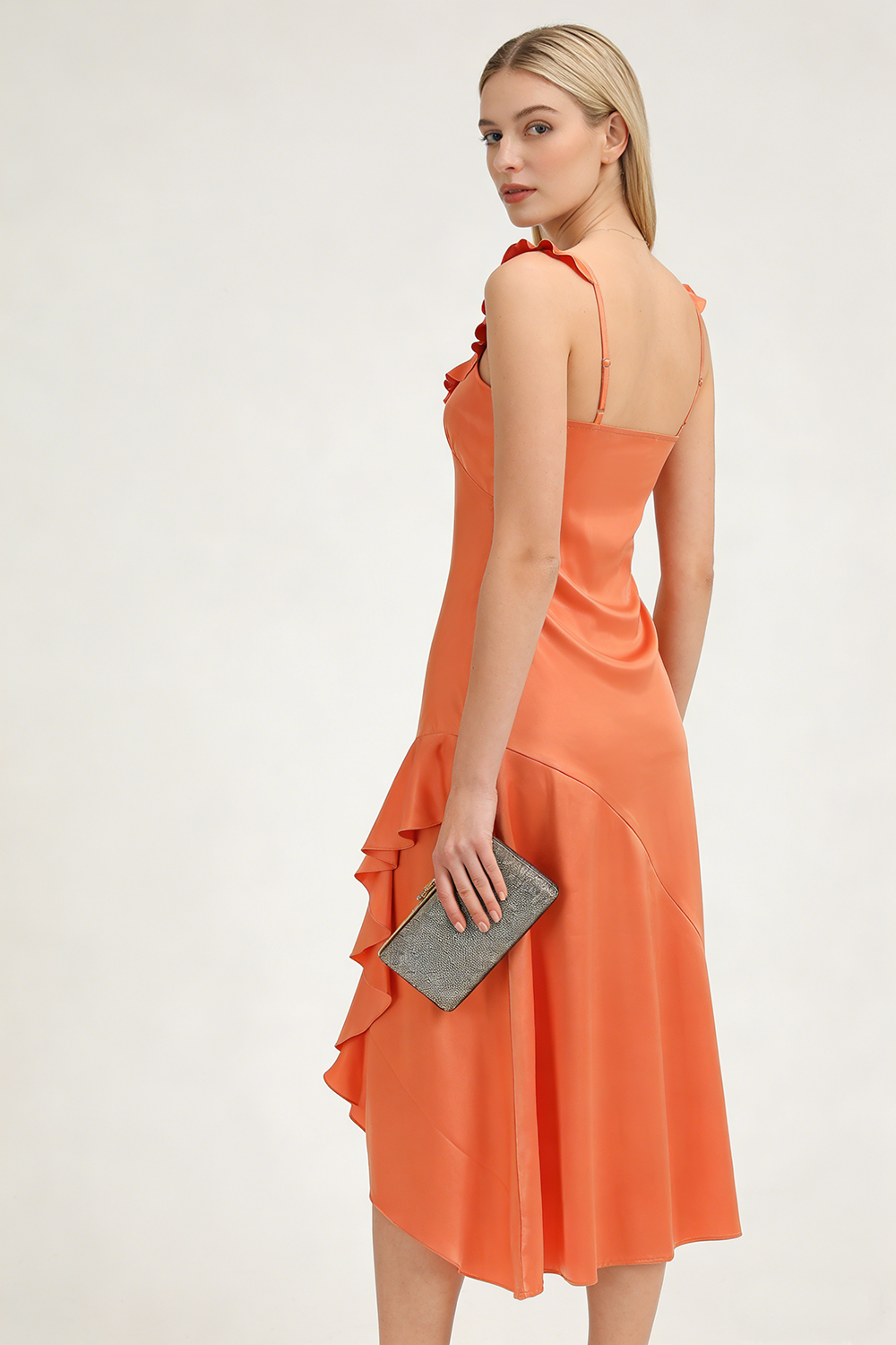 Sweetheart Ruffle Neck Slip Dress