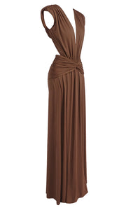 Plunge Ripple Draped Gown