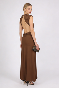 Plunge Ripple Draped Gown