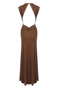 Plunge Ripple Draped Gown