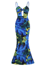 Thin Shoulder Straps With Floral Print Maxi Dress