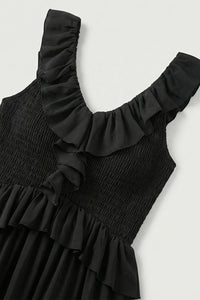 Tiered High-Low Ruffle Maxi Dress