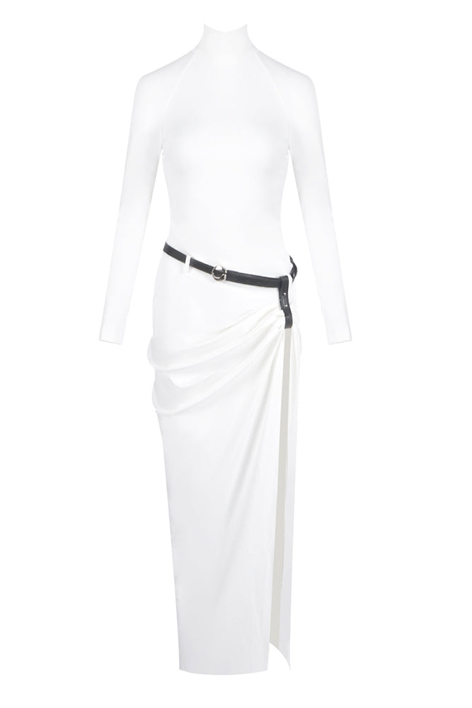 slim fit dress slacks Turtle Backless Form-Fitting Belt Maxi Dress – CHICIDA