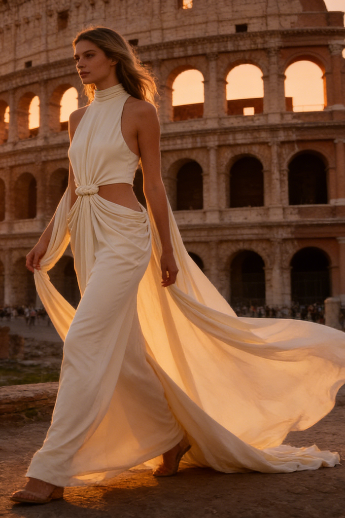 Turtle Cutout Waist Maxi Dress