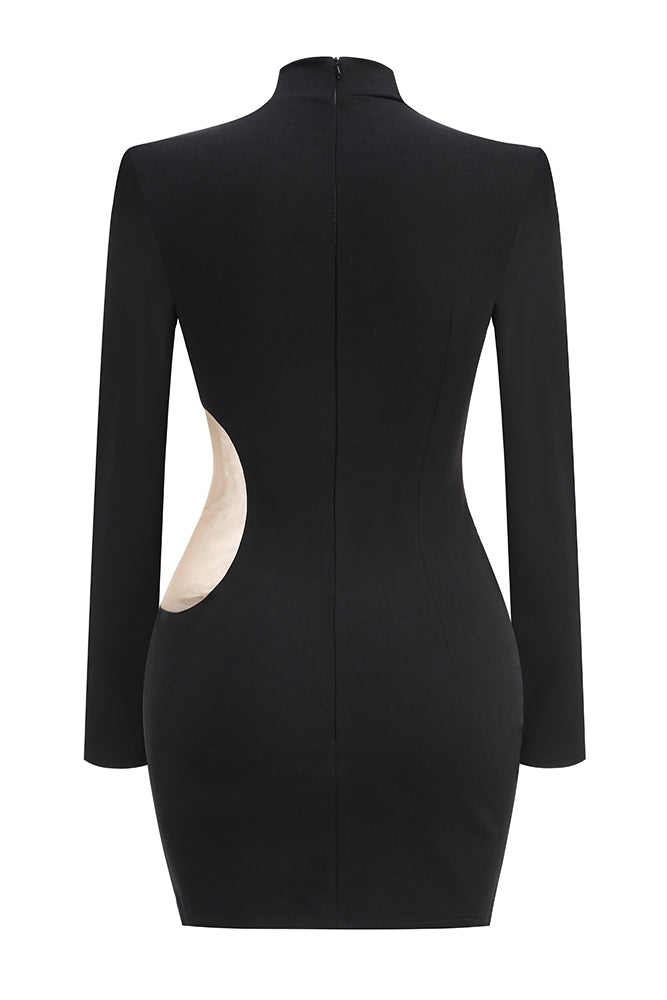 Pearl Hollow Out Mesh Mini Dress