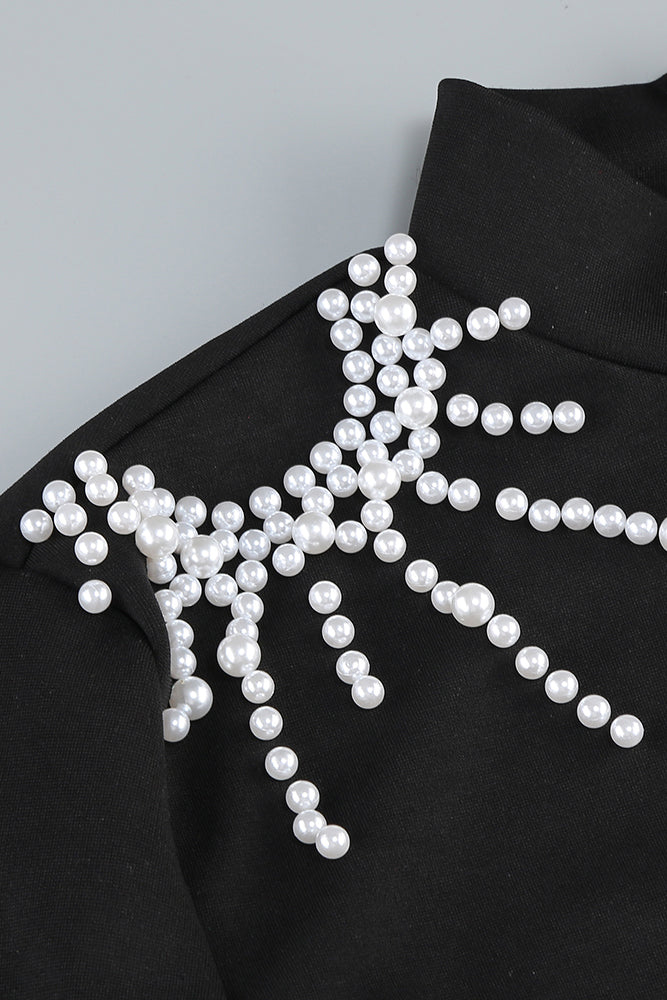 Pearl Hollow Out Mesh Mini Dress