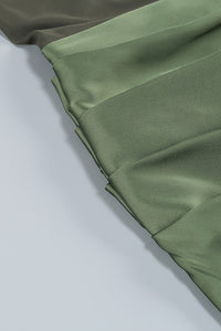 Turtleneck Cut-Out Drape Maxi Dress in Olive