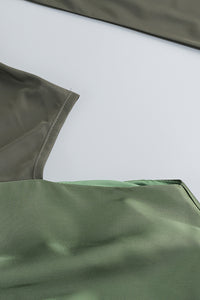 Turtleneck Cut-Out Drape Maxi Dress in Olive