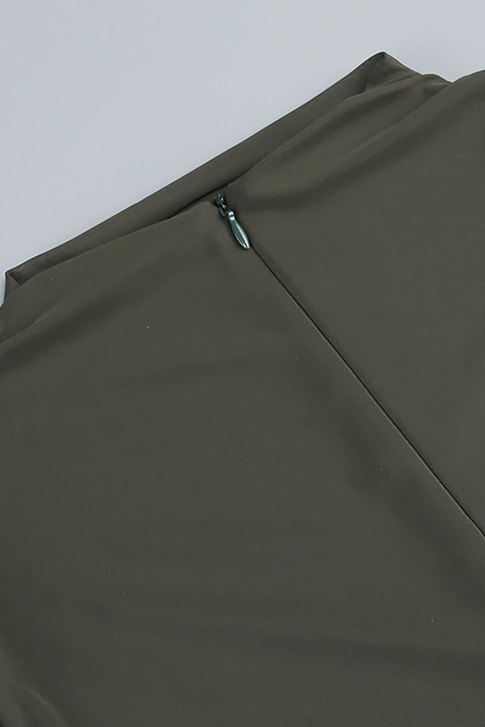 Turtleneck Cut-Out Drape Maxi Dress in Olive