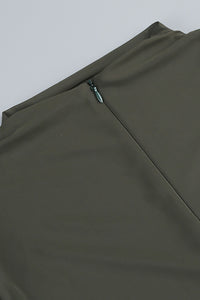 Turtleneck Cut-Out Drape Maxi Dress in Olive