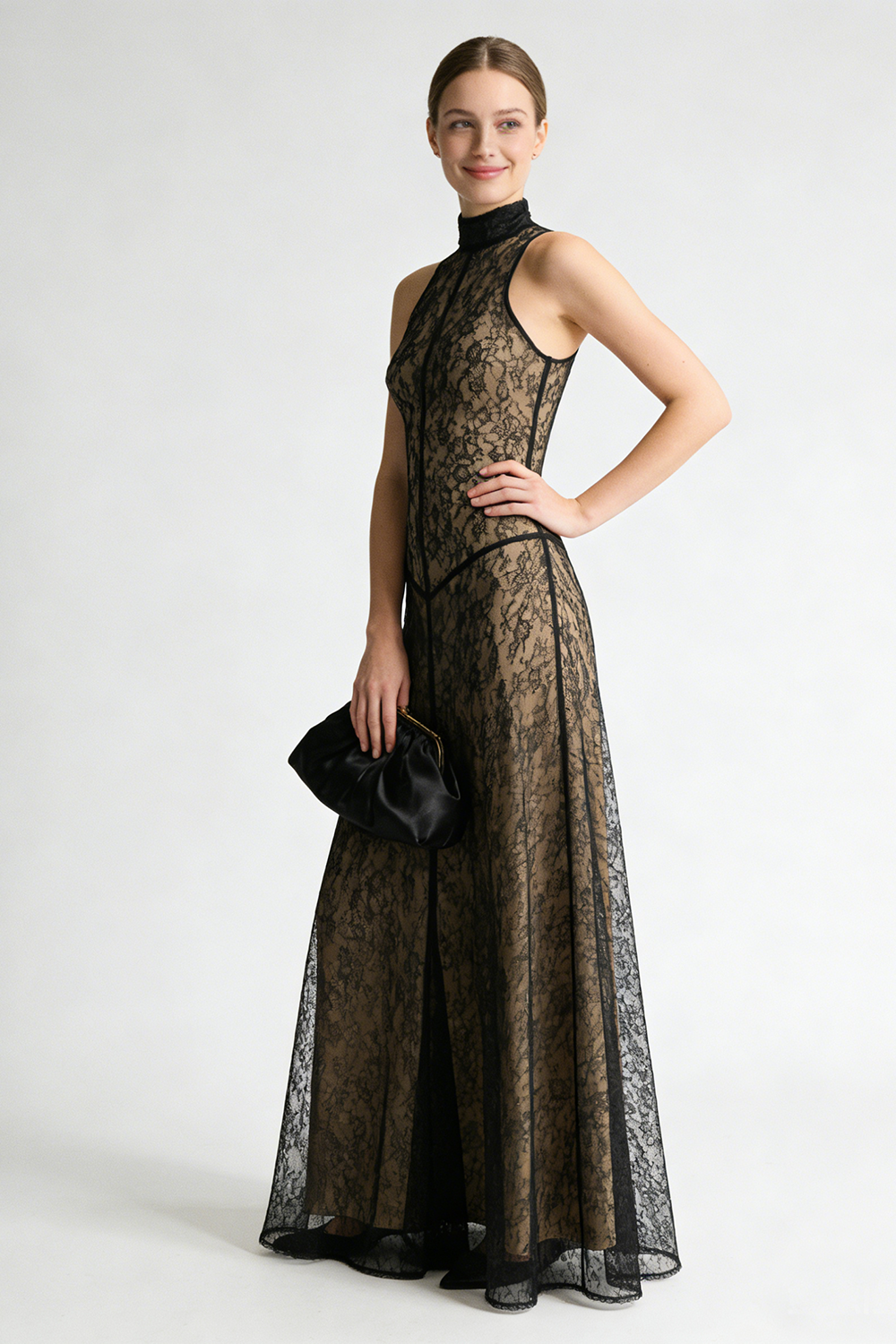 Turtleneck Lace Gown