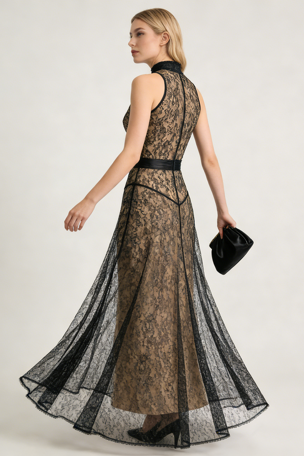 Turtleneck Lace Gown