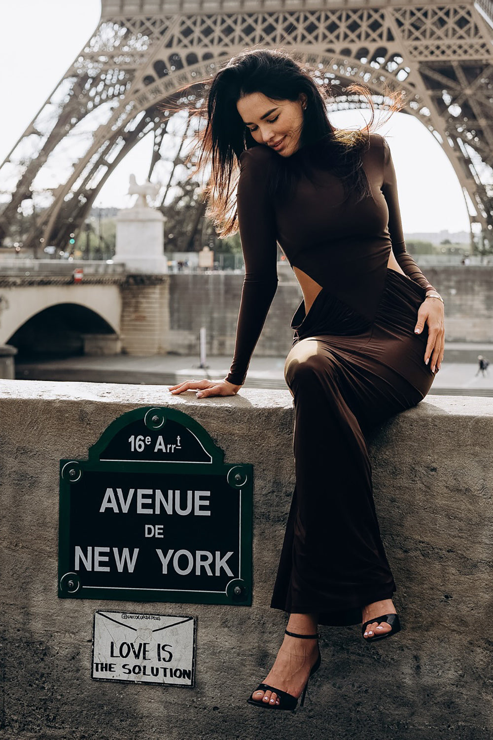 Turtleneck Long Sleeve Cutout Maxi Dress