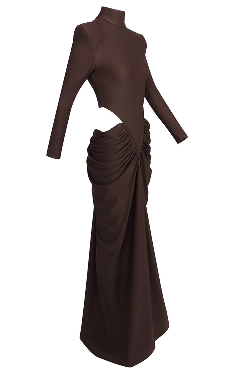 Turtleneck Long Sleeve Cutout Maxi Dress