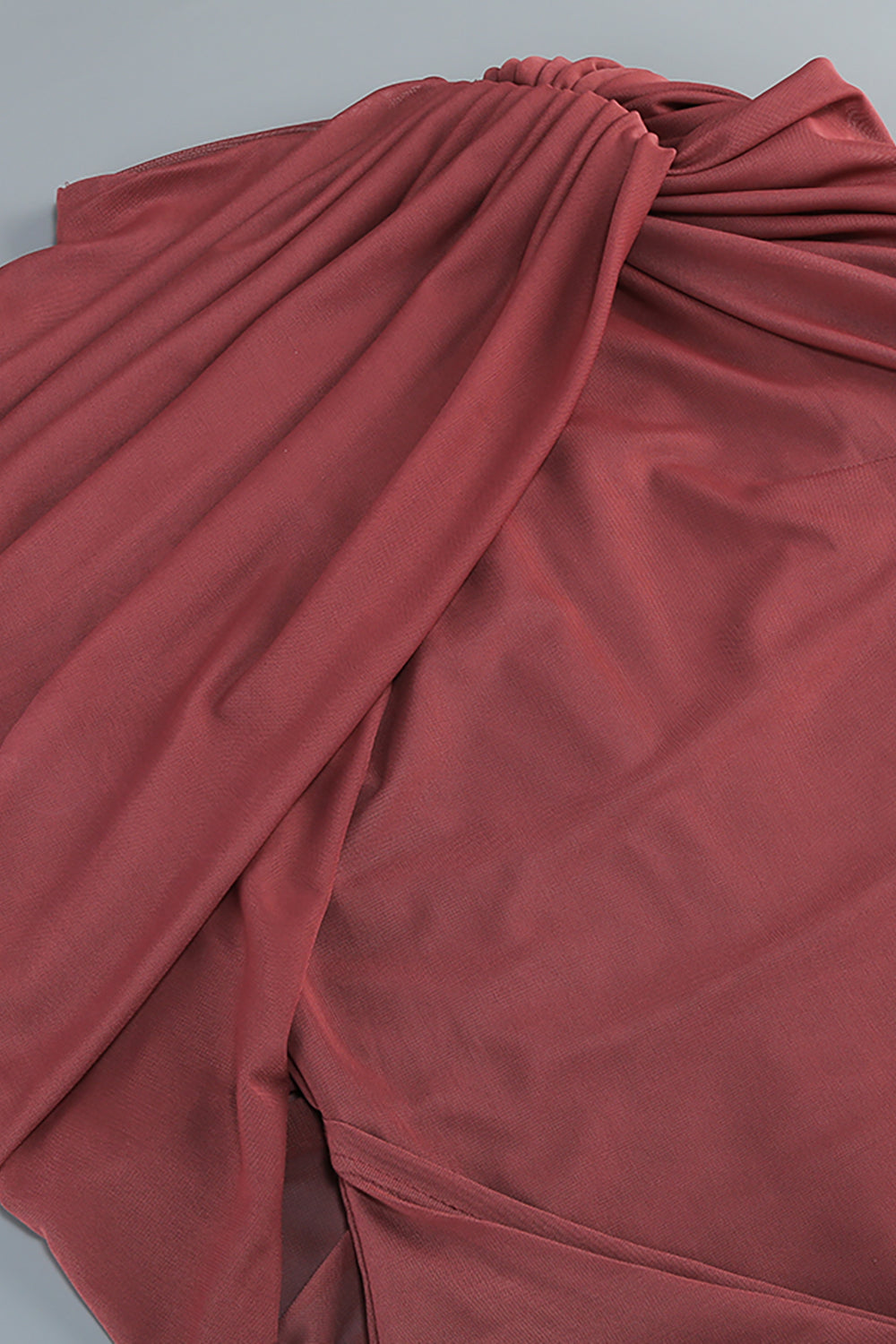 Turtleneck Asymmetrical Pleated Maxi Dress