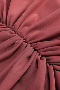 Turtleneck Asymmetrical Pleated Maxi Dress