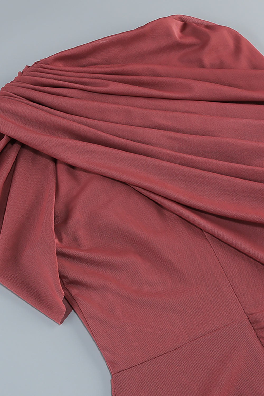 Turtleneck Asymmetrical Pleated Maxi Dress