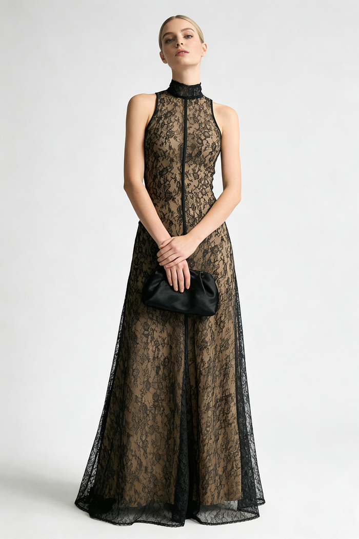 Turtleneck Lace Gown