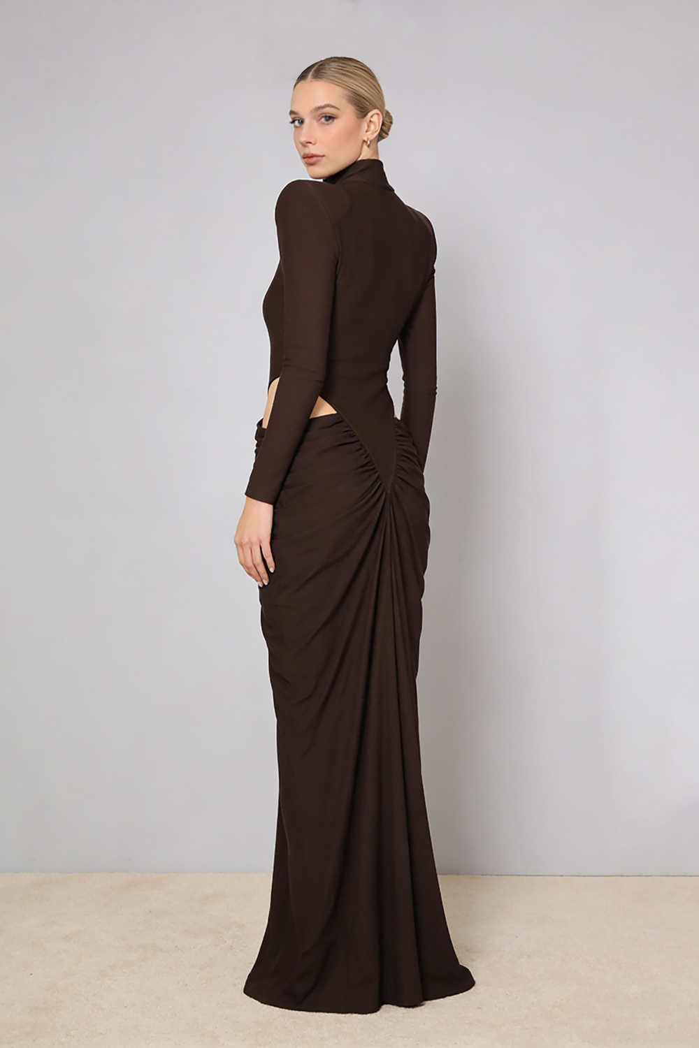 Turtleneck Long Sleeve Cutout Maxi Dress