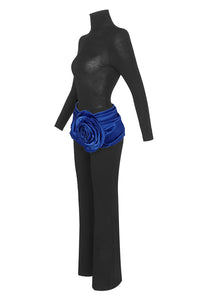 Turtleneck long-sleeve Sweater Draped Rosette Bootcut Pants