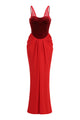 V-neck Ruched Flared Gown