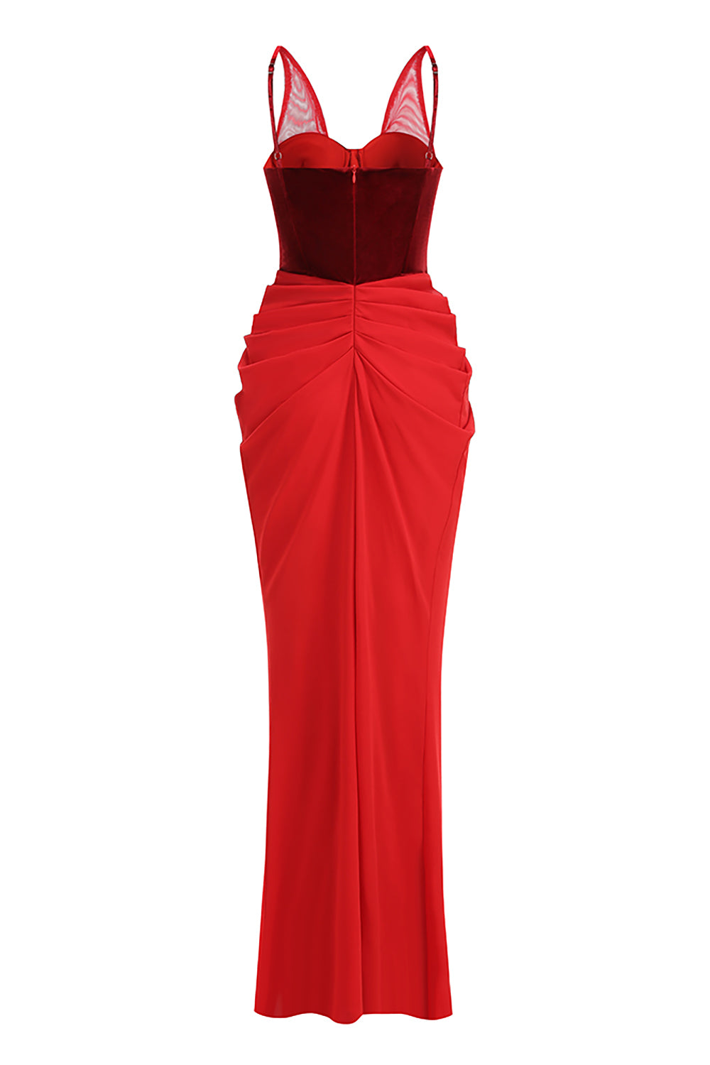 V-neck Ruched Flared Gown