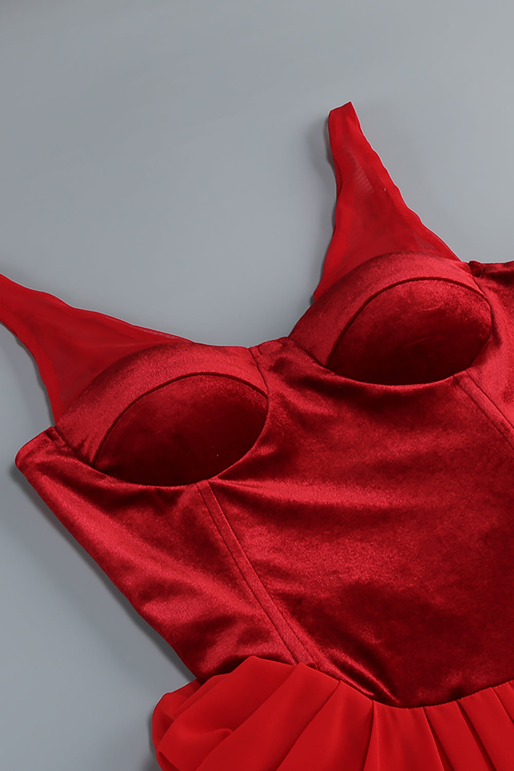 V-neck Ruched Flared Gown