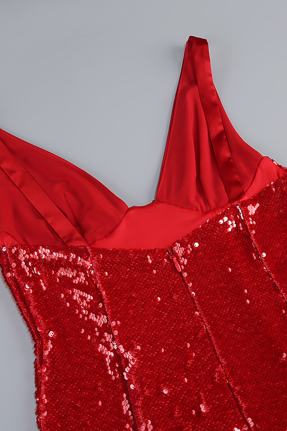 V-neck Sequined Sweep Train Gown