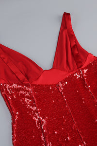 V-neck Sequined Sweep Train Gown