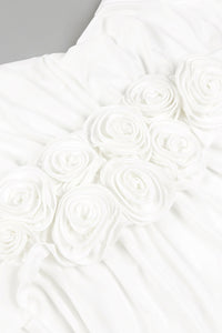 V Neck Flower Ruched Long Dress