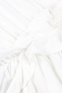 V Neck Flower Ruched Long Dress