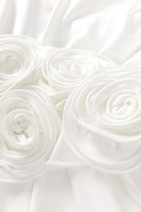 V Neck Flower Ruched Long Dress