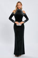 Cut Out Crystal Velvet Maxi Dress