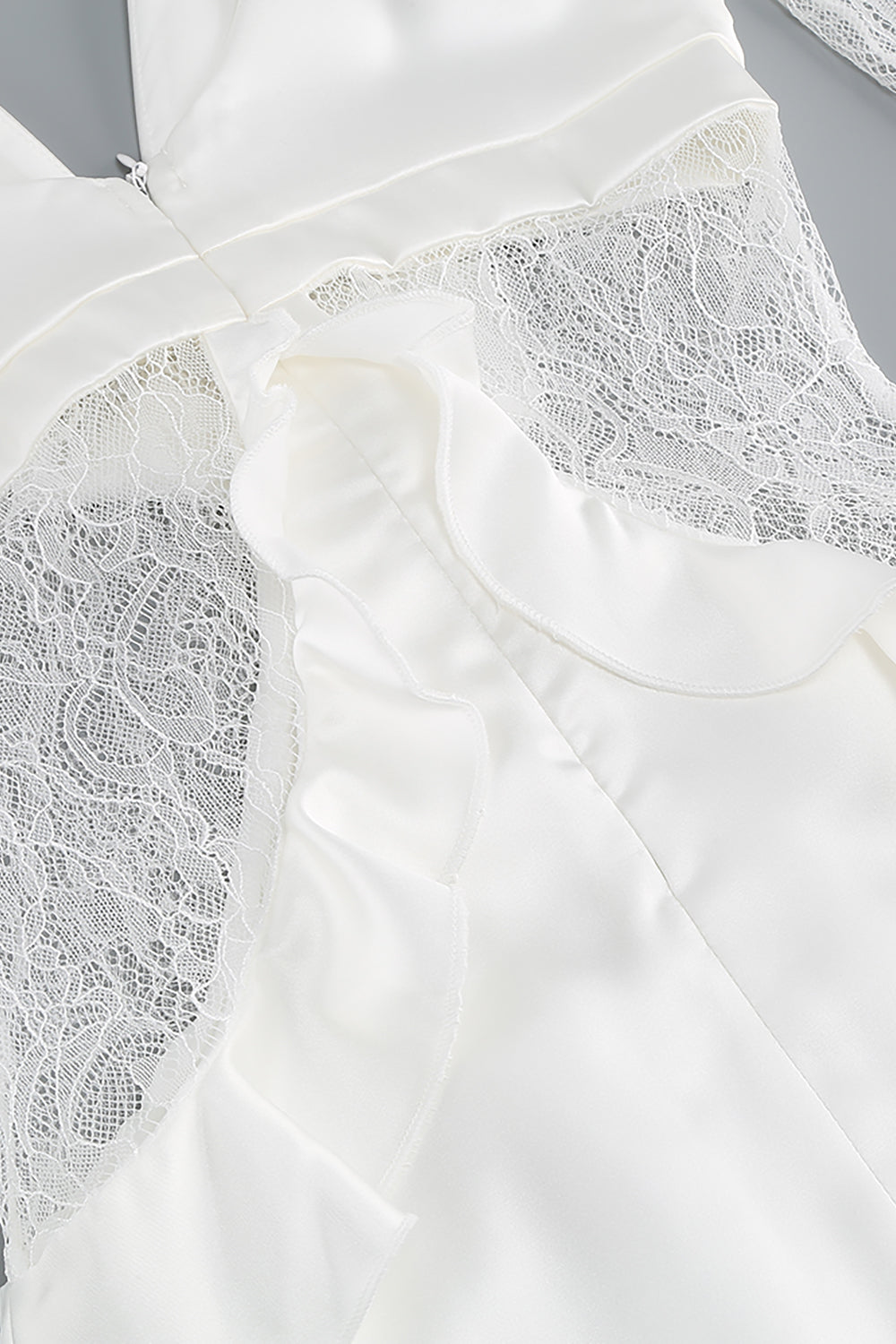 White Lace Panelled Ruffle Mini Dress CHICIDA White Lace Panelled Ruffle Mini Dress CHICIDA