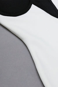 Vestido Bandage De Patchwork Blanco Y Negro Con Tirantes Finos En Blanco Negro